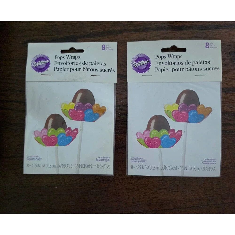 Wilton Heart Pops Wraps 8 Sets Lot of 2 New Sealed